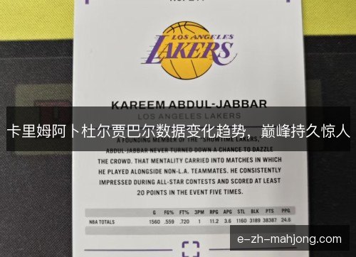 卡里姆阿卜杜尔贾巴尔数据变化趋势，巅峰持久惊人